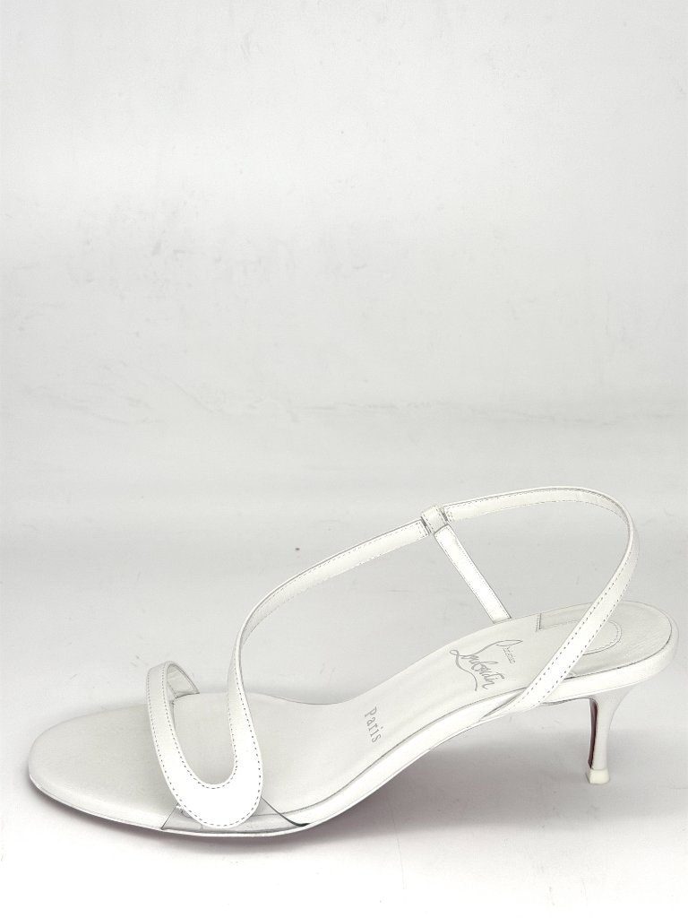 Christian Louboutin Rosalie 55 Strappy Slingback Sandals Kitten Heels White — image 5 of 8